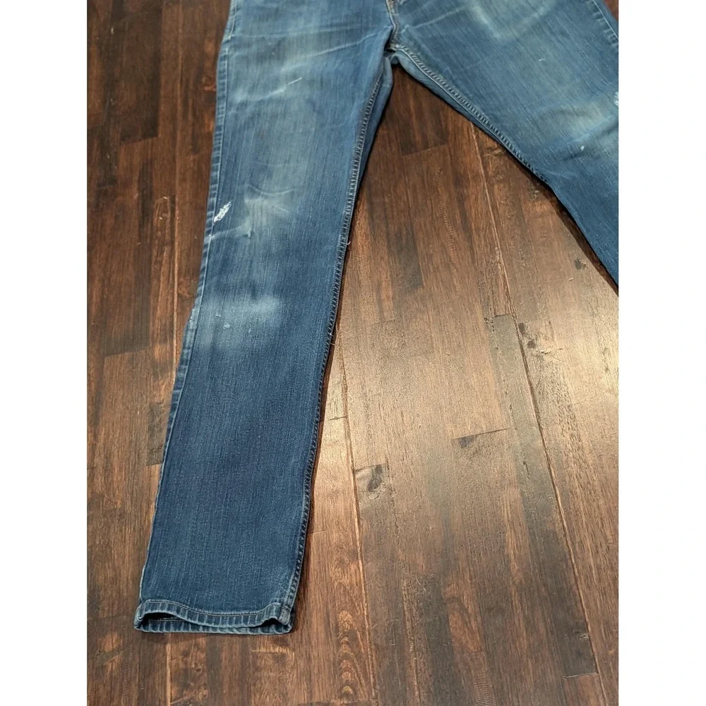 Carhartt Jeans Mens 34x34 Blue Rugged Flex Straight Leg Stretch Denim Paint - Picture 3 of 16